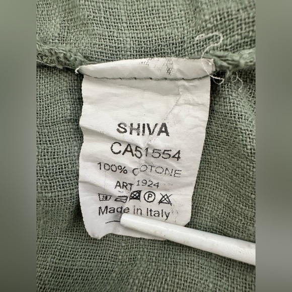 Women’s Made In Italy 100% Soft Breathable Cotton Green Fall Weave Oversized Top - Picture 4 of 4